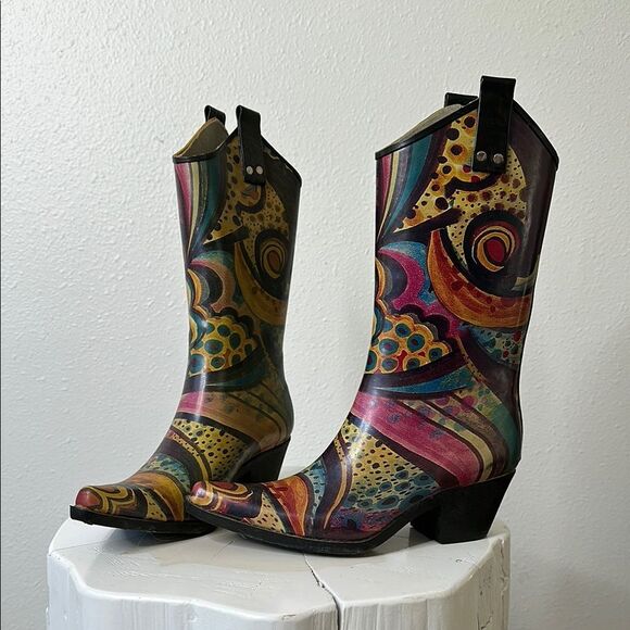🎨 NOMAD “Yippy” Monet Rain Boots – Size 6 – Funky, Colorful, Fabulous! (1509) - Picture 2 of 13